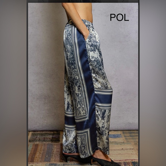 BP217-1💙NEW! POL Women's Navy and White Wide Leg Pants - Picture 4 of 9